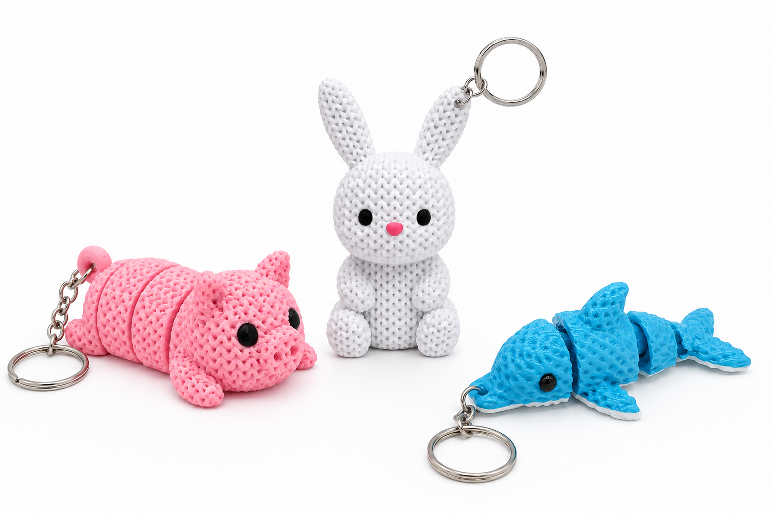 Chaveiros de Animais com Textura Tricô